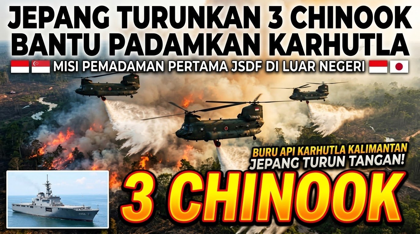 Jepang Turunkan Tiga Helikopter Chinook ke Indonesia, Misi Perdana Padamkan Karhutla di Kalimantan