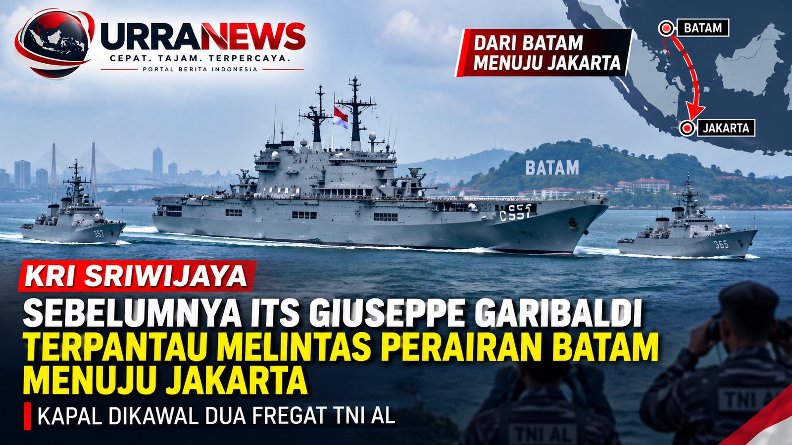 Kapal Induk Giuseppe Garibaldi Terpantau Melintas di Perairan Batam, Menuju Jakarta