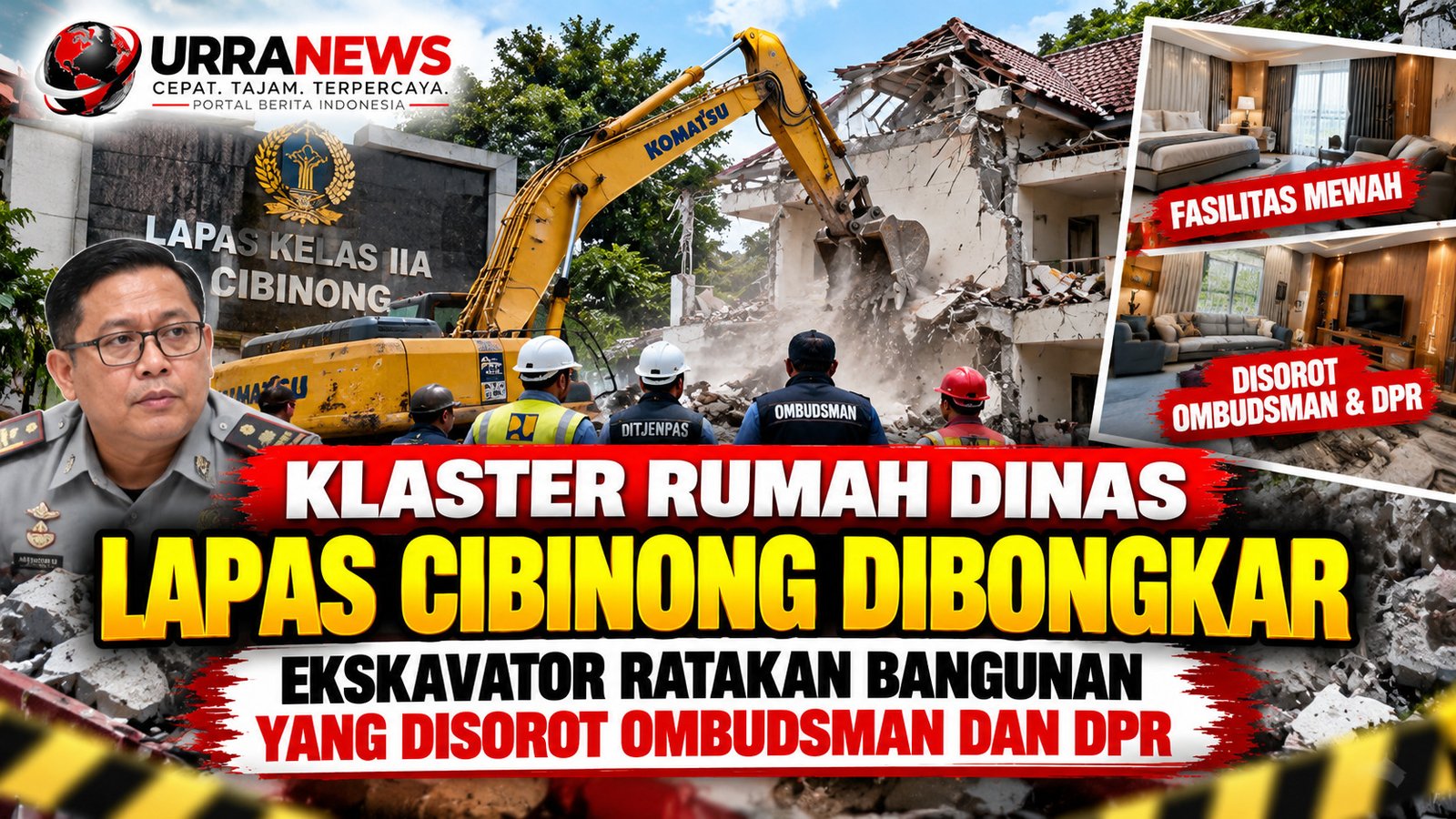 Klaster Rumah Dinas Lapas Cibinong Dibongkar, Ekskavator Ratakan Bangunan yang Disorot Ombudsman dan DPR