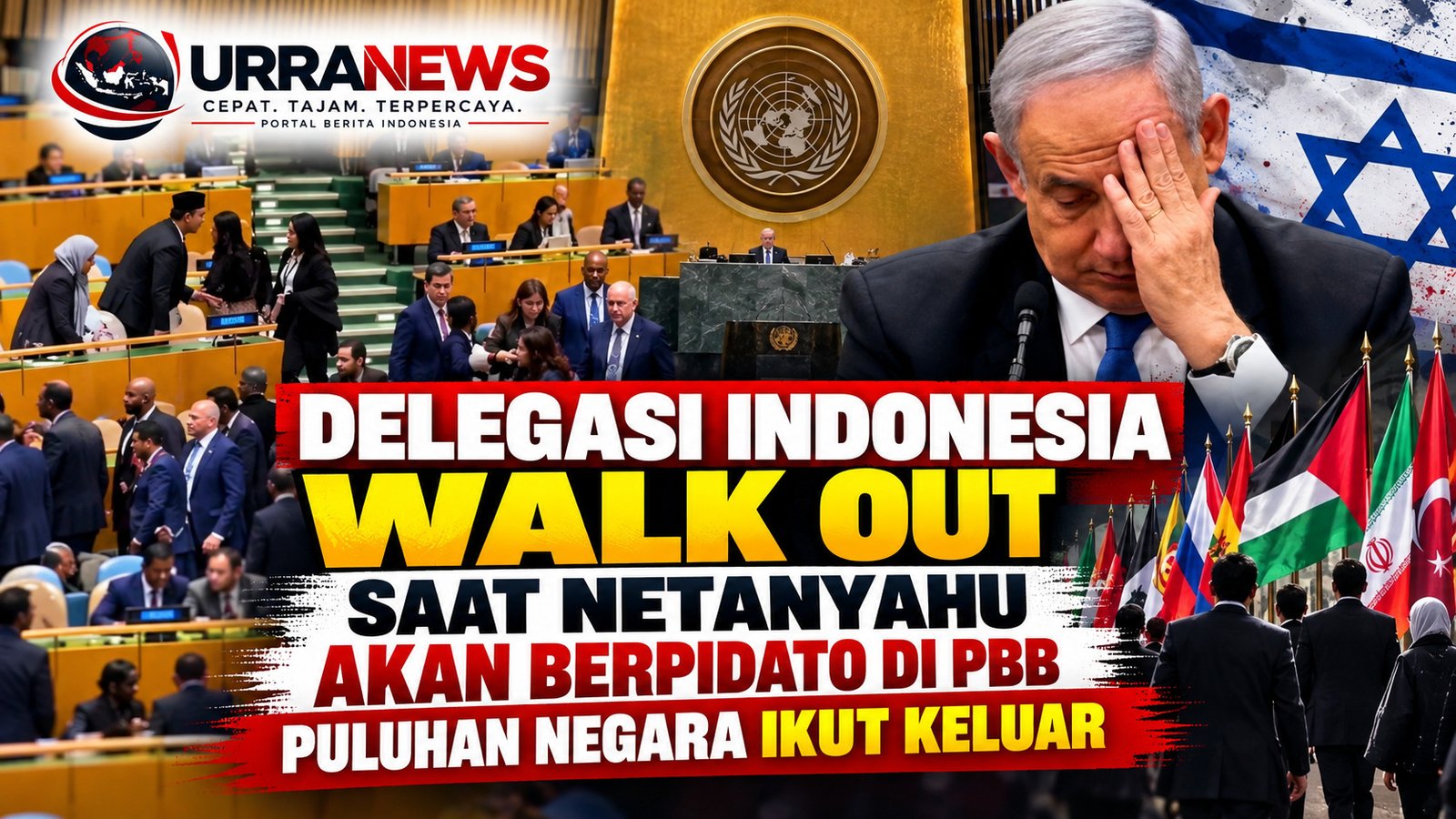 Delegasi Indonesia Walk Out Saat Netanyahu Akan Berpidato di PBB, Puluhan Negara Ikut Keluar