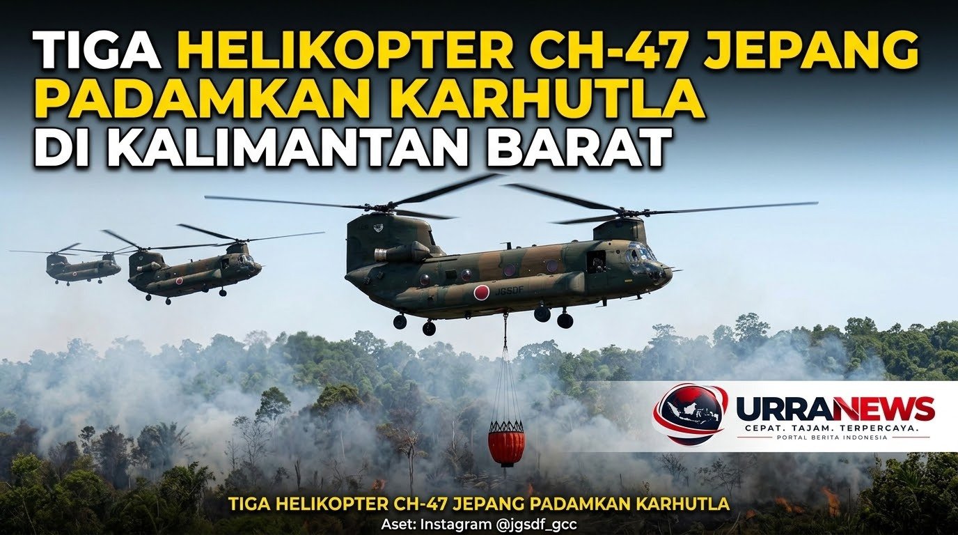 Tiga Helikopter CH-47 Chinook Jepang Mulai Padamkan Karhutla di Kalimantan Barat