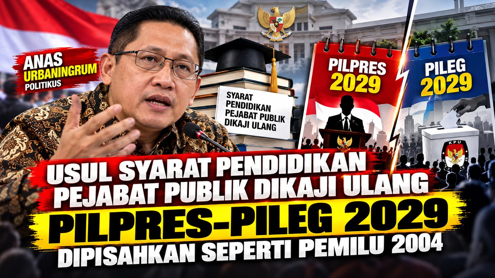 Anas Urbaningrum Usul Syarat Pendidikan Pejabat Publik Dikaji Ulang, Pilpres-Pileg 2029 Dipisah