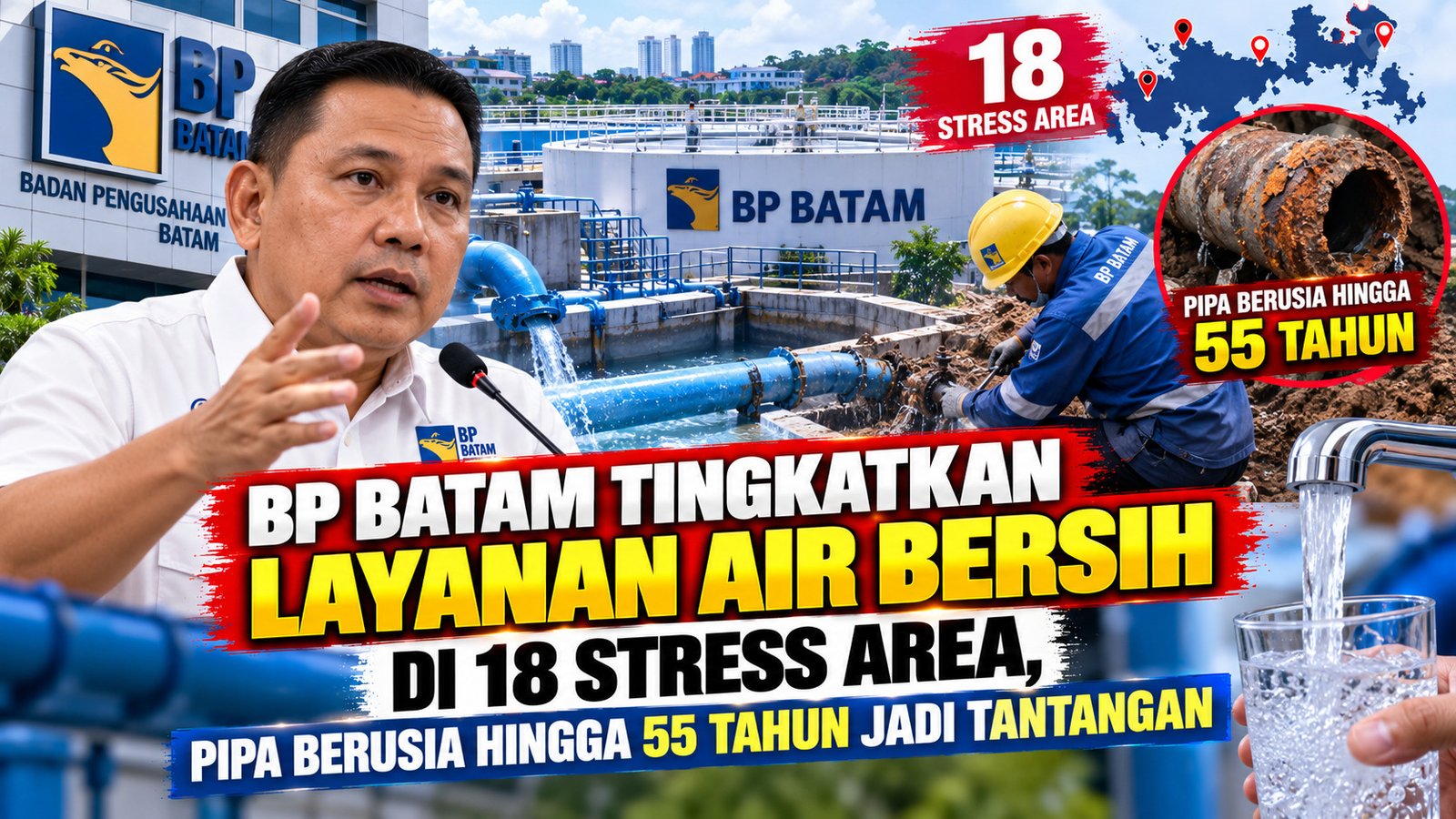 Air Bersih Batam Jadi Perhatian BP Batam, 18 Stress Area Mulai Ditangani Bertahap